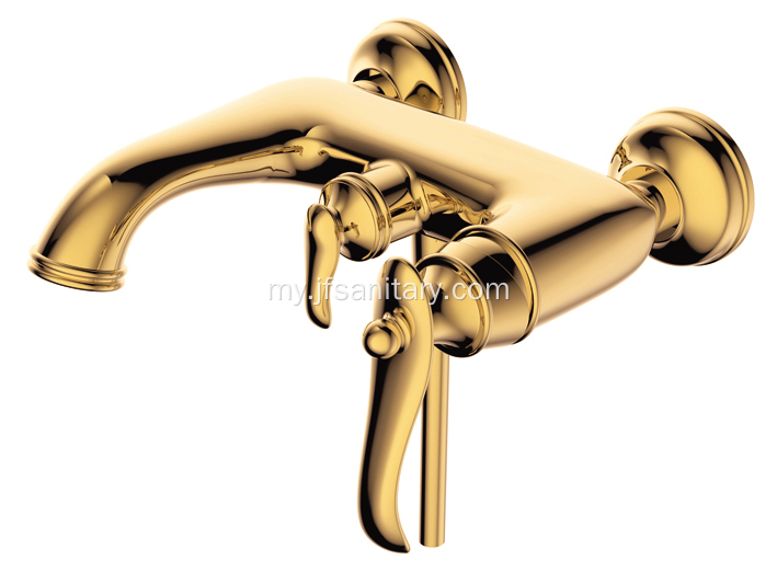 Wall-Mount Shower Faucet Valve Mixer Tub Filler ကြေးဝါ