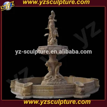 hand carved big yellow marble garden decoration fountain statue