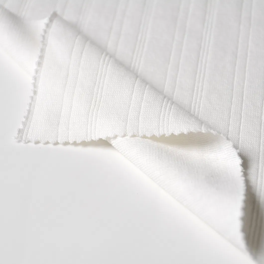 คุณภาพสูงผ้าฝ้ายสแปนเด็กซ์ Jacquard ซี่โครงผ้าถักที่เป็นของแข็ง