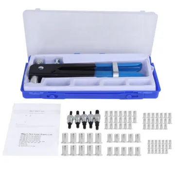 86pcs Blind Rivet Guns Heavy Nut Threaded Insert Hand Riveting Kit M3-M8 Rivet Nuts Nail Guns Household Repair Tools
