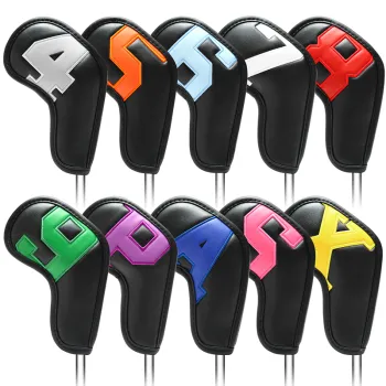Wholesale Customizable Golf Head Covers: 10-Piece Set with Colorful Numbered Irons and Wedge Covers