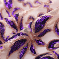 Purple Gold Sequins Lace Embroidery Fabric