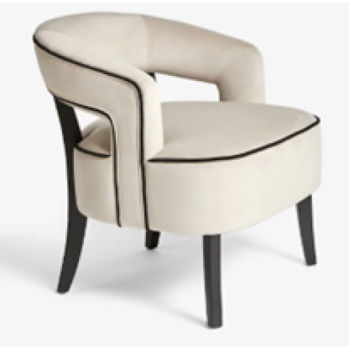Silla decorativa moderna con respaldo abierto y barril ancho