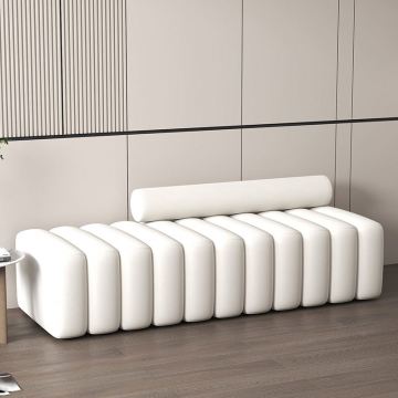 Divano bianco moderno con ottoman e panca di ingresso per soggiorno e camera da letto