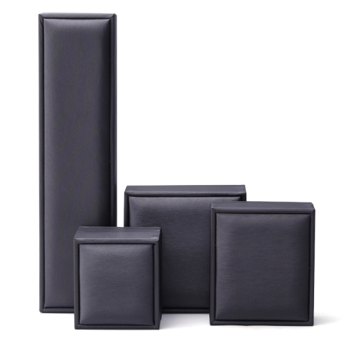 Luxury Black Leather Ring Necklace Velvet Jewelry Box