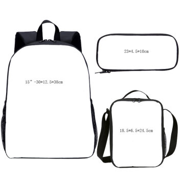Custom Printed 17 Inch 3 Piece Backpack Set for Teens - Cute Boys and Girls School Bag with Lunch Bag