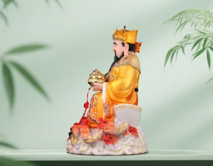 White-Marble Seated God of Wealth Nine-Dragons