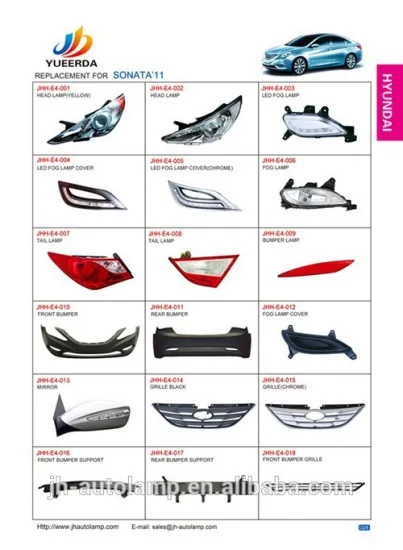 Car accessories YUEERDA catalog auto parts for SANATA 2011 auto spare parts