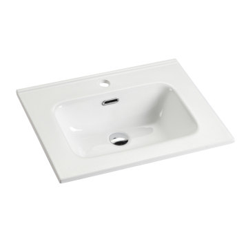Elegant White Ceramic Rectangle Lavabo Basin for Bathroom