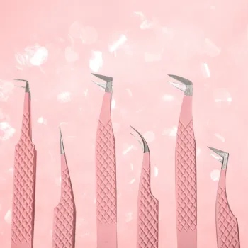 High Quality Stainless Steel 90 Degree Volume Lash Extension Tweezers with Smooth Fiber Tip