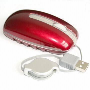 3D Optical Mouse With USB Retractable Cable
