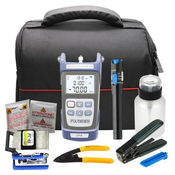 FTTH Fiber Optic Tool Kit: VFL and Optical Power Meter, Cleaver, and Stripper