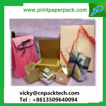 Customized Durable Wedding Faavor Candy Gift Paper Bag with Stick Handle and Bow