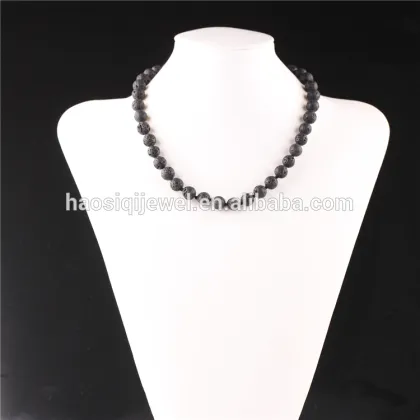 popular jewelry 10mm white porcelain beads necklace with electroplating platinum lobster clasp