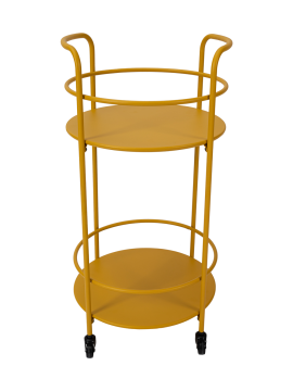 2-Tier Metal Round Rolling Cart with Handle