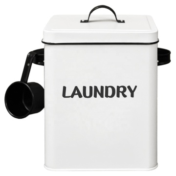 Farmhouse Style Metal Laundry Powder Dispenser with Scooper: Whole Housewares Detergent Container