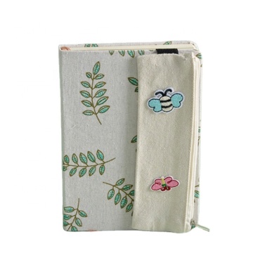 Leaf Pattern Canvas Journal 100 Sheets with Zipper Pencil Case
