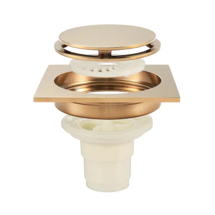 Bathroom Pure Brass Golden Floor Drain