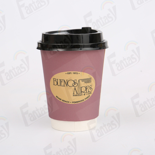 Coffee Paper Cups with Lid 10oz Custom double wall printed logo disposable cups Supplier