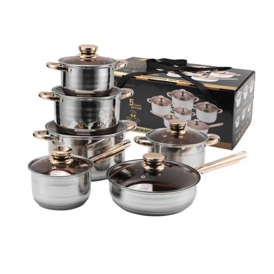 Wholesale 12-Piece Gift Set: Stainless Steel Commercial Milk, Frying, Sauce, and Soup Pots