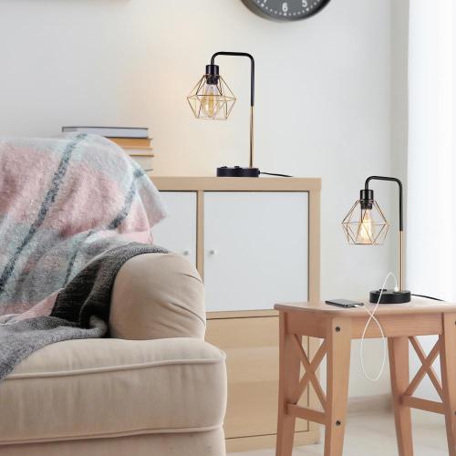 Industrial Table Lamps with USB Charging Ports