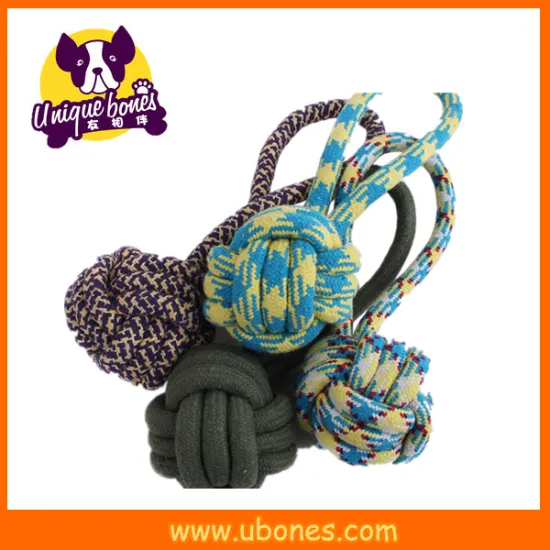 Colorful stripe made by cotton stripe with ball dog toy pet product