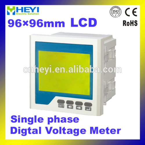 single phase digital voltage meter 96*96mm ac & dc LCD display meter volt