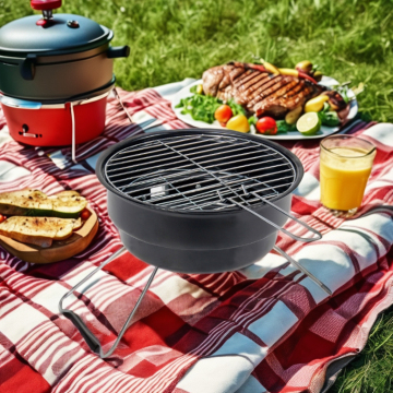 Modern Foldable Steel Charcoal Grill for Outdoor and Kitchen BBQ