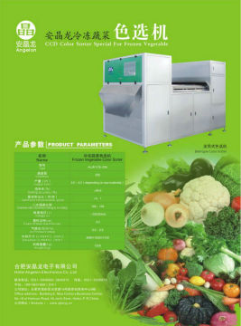 Frozen vegetable color sorter/processing machine