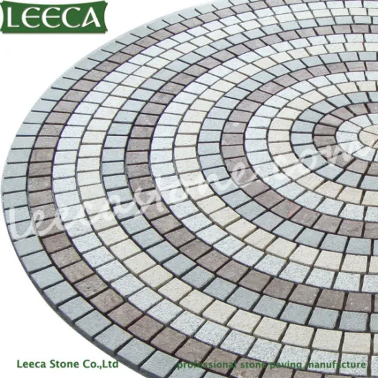 Flamed outdoor granite paving stone pattern