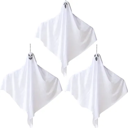 Cross-Border Halloween Decorations: White Scream Ghost Pendant and Small Ghost Horror Layout Prop