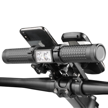 5-in-1 Aluminum Alloy Bike Expansion Bracket with Headlight and Phone Holder - 1200LM Bicycle Light