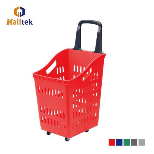 4 Wheels Rectangular Wheeled Plastic Shopping Basket