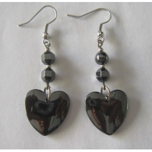 Hematite Heart Earring