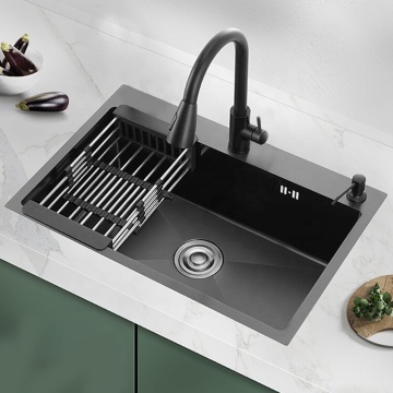 Nano Black Gold Steel Kitchen Sink Set - Stainless Steel