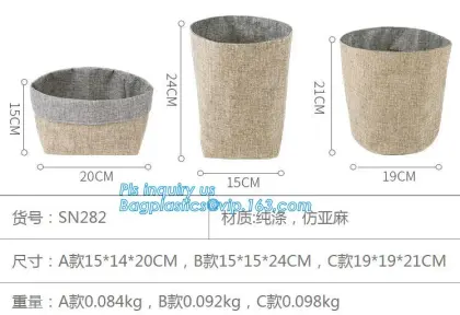 Flax Fabric Folding Linen Laundry Baskets, Flax Bamboo Foldable Laundry Hamper ,Baskets with fabric covering