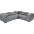 Upholstered Tufted Shelter Arm Design L-Shape Leather Sofa