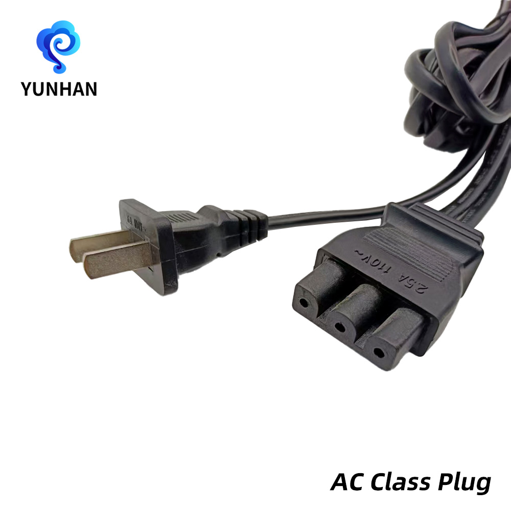 Kabel Daya Pin CE Dua Pin Datar Amerika Non-Polarisasi