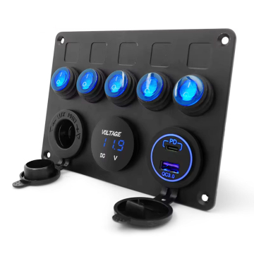 Genuine Marine 12V Waterproof Switch Panel - 5 Gang RV Boat Universal