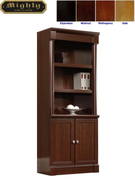 Wooden Walnut Classic 3 Shelf Library Bookcase