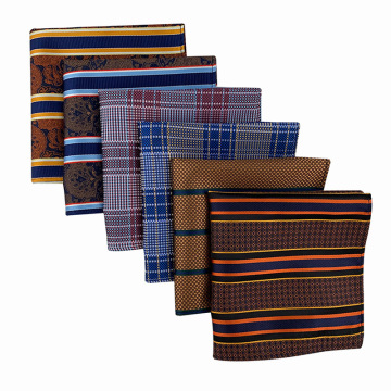 Heren polyester gestreepte Jacquard Suit Pocket Scarf