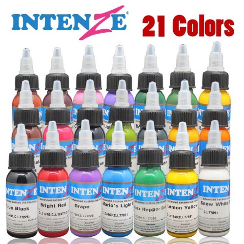 New Red Black Blue 21 Colors Tattoo Ink Set Permanent Tattoo Colour Paint Pigment Eyebrow Makeup Art Professional Supplies