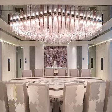 Romantic pink crystal custom restaurant chandelier light
