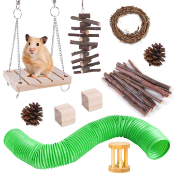 10-Pack Natural Wooden Rabbit & Hamster Chew Toys: Perfect Set for Small Animal Chewing, Teeth Care & Fun - Ideal for Guinea Pigs