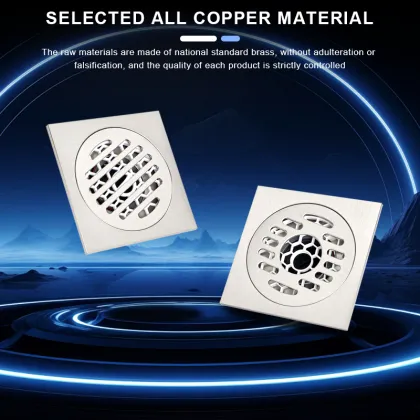 Invisible Square Floor Drain Strainer - Brass Bathroom Drain