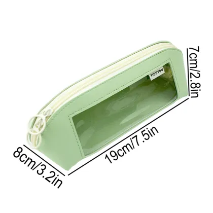 Morandi Color Pencil Bag - Triangular Three-dimensional Transparent Waterproof Leather Pencil Case