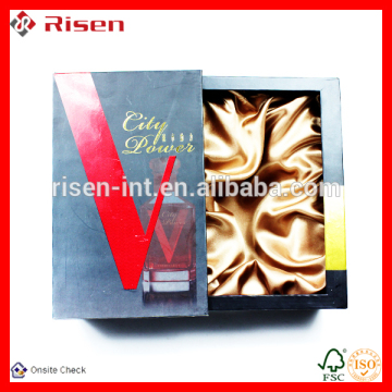 wholesale customized UV logo satin silk wine package boxes