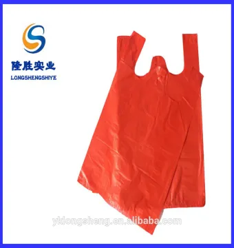 Stable quality plain red T-shirt plastic bag