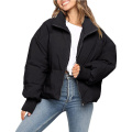 Damen Winter Langarm Zip Pufferjacke