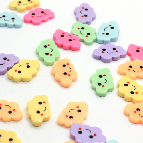 100Pcs Colorful Kawaii Flat Back Resin Cloud With Smile Face DIY Resin Cabochons για αξεσουάρ κατασκευής χειροτεχνίας